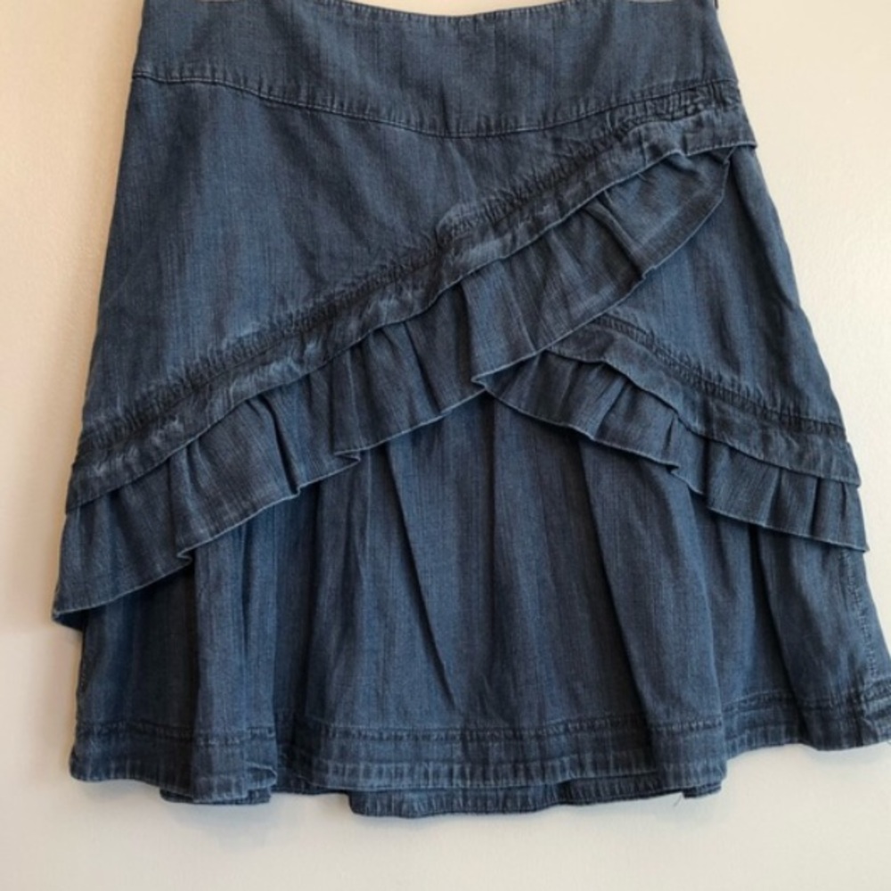 Anthropologie Ett Taia Bucolic Denim Ruffle Skirt